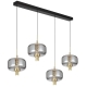 Volen Contemporary Pendant Hanging Lamp Light Metal Glass Black Gold Smoke Satin