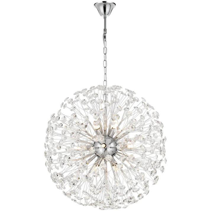 Lerida Modern Pendant Hanging Lamp Light Metal Crystal Chrome Clear Gloss