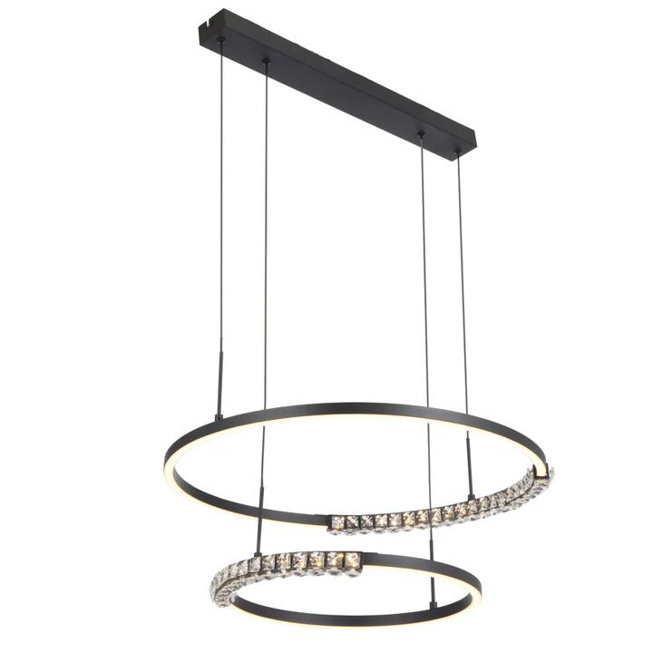 Brera Contemporary Pendant Hanging Lamp Light Metal Aluminium Crystal Silicon Black Sand