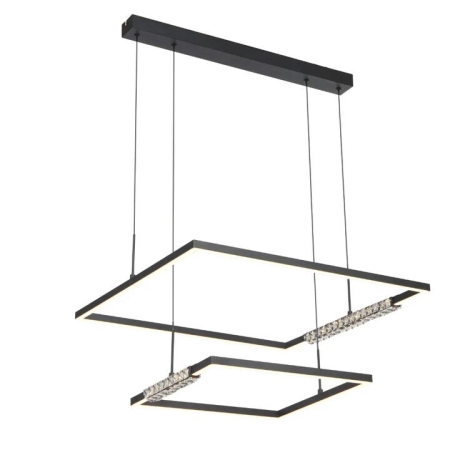Zafra Contemporary Pendant Hanging Lamp Light Metal Aluminium Crystal Silicon Black Sand