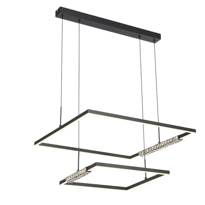 Zafra Contemporary Pendant Hanging Lamp Light Metal Aluminium Crystal Silicon Black Sand