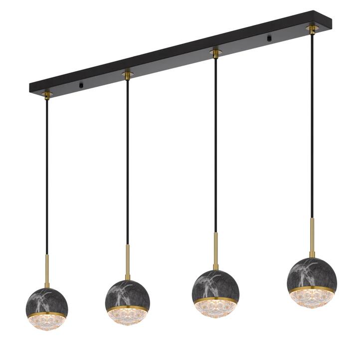 Oneta Modern Pendant Hanging Lamp Light Metal Acrylic Black Marble Antique Gold Clear