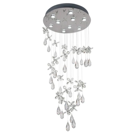 Paradis Modern Pendant Hanging Lamp Light Crystal Stainless Steel Clear Chrome