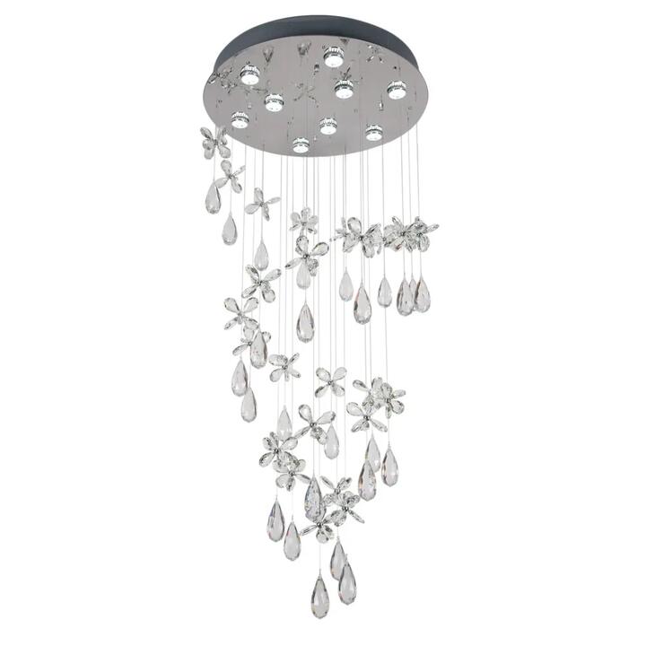 Paradis Modern Pendant Hanging Lamp Light Crystal Stainless Steel Clear Chrome
