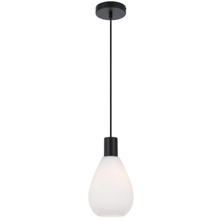 Tresor Modern Pendant Hanging Lamp Light Glass Metal Opal Matt Black