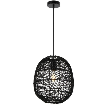 Rana Modern Pendant Hanging Lamp Light Metal Rattan Black