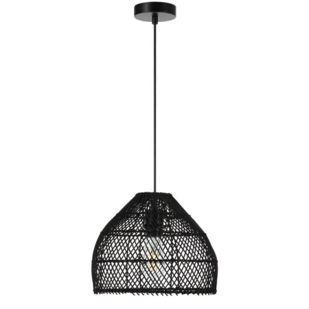 Frya Contemporary Pendant Hanging Lamp Light Metal Rattan Black