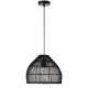 Frya Contemporary Pendant Hanging Lamp Light Metal Rattan Black