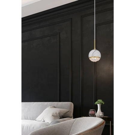 Oneta Modern Pendant Hanging Lamp Light Metal Acrylic White Marble Antique Gold Clear