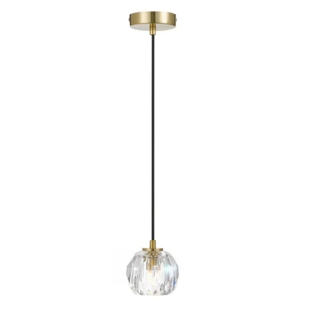 Zaha Contemporary Pendant Hanging Lamp Light Metal Crystal Clear Antique Gold