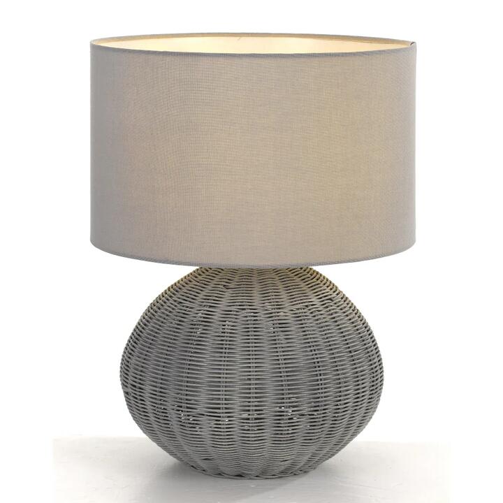 Mohan Modern Table Desk Lamp Light Rattan Grey