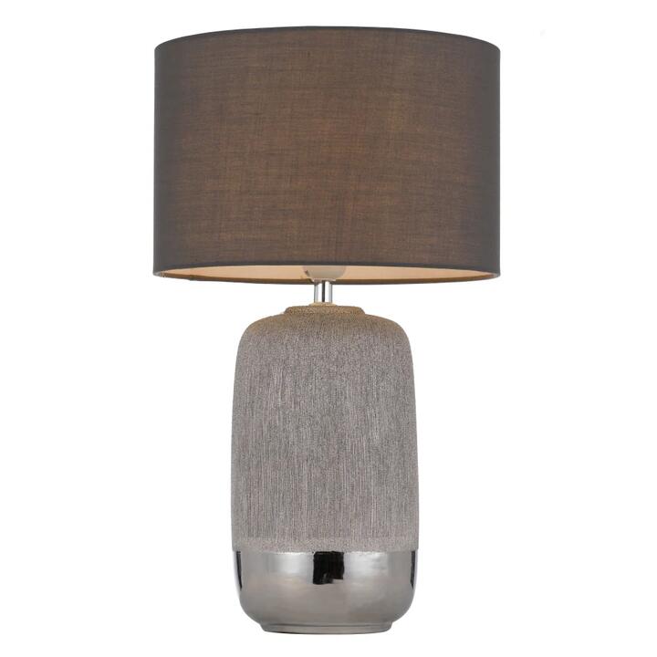 Misty Modern Table Desk Lamp Light Fabric Ceramic Silver Grey Sparkles