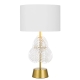 Melania Modern Table Desk Lamp Light Metal Fabric Clear White Gold