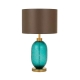 Manolo Modern Table Desk Lamp Light Metal Lazurite Fabric Brown Antique Gold Teal