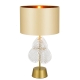 Melania Modern Table Desk Lamp Light Glass Metal Fabric Clear Gold