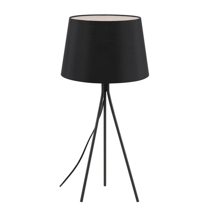 Anna Modern Table Desk Lamp Light Metal Fabric Black Dark Grey Matte Sand