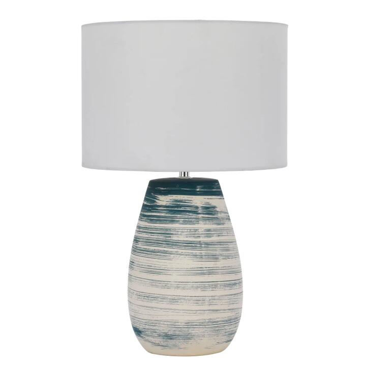 Batik Modern Table Desk Lamp Light Fabric Ceramic Blue White