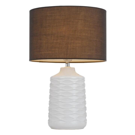 Agra Modern Table Desk Lamp Light Fabric Ceramic Grey White Gloss