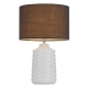 Agra Modern Table Desk Lamp Light Fabric Ceramic Grey White Gloss