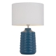 Agra Modern Table Desk Lamp Light Fabric Ceramic Blue White Gloss