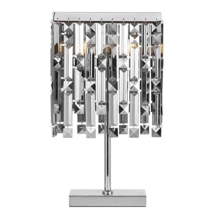 Cerone Modern Table Desk Lamp Light Metal Crystal Chrome Smoke