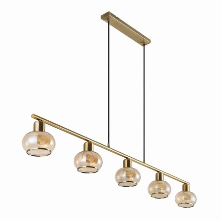 Marbell Contemporary Pendant Hanging Lamp Light Metal Glass Antique Brass Amber Gloss