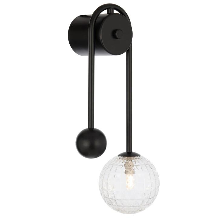 Felton Modern Wall Lamp Light Glass Metal Black Clear Matte