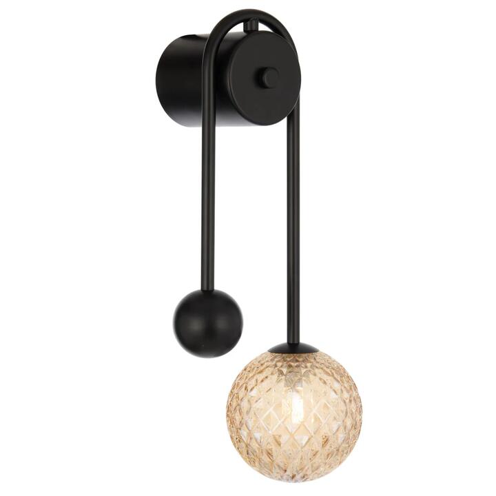 Felton Modern Wall Lamp Light Glass Metal Amber Black Matte