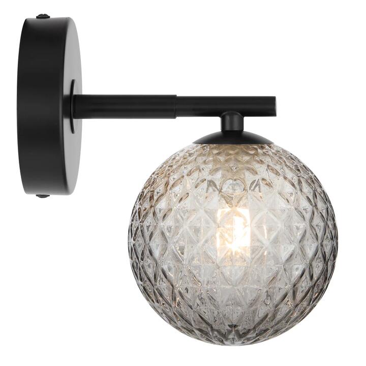 Felton Modern Wall Lamp Light Glass Metal Black Smoke Matte
