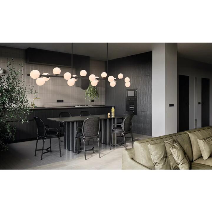 Moran Modern 18-Lights Pendant Hanging Lamp Light Metal Glass Black Opal Matt Matte