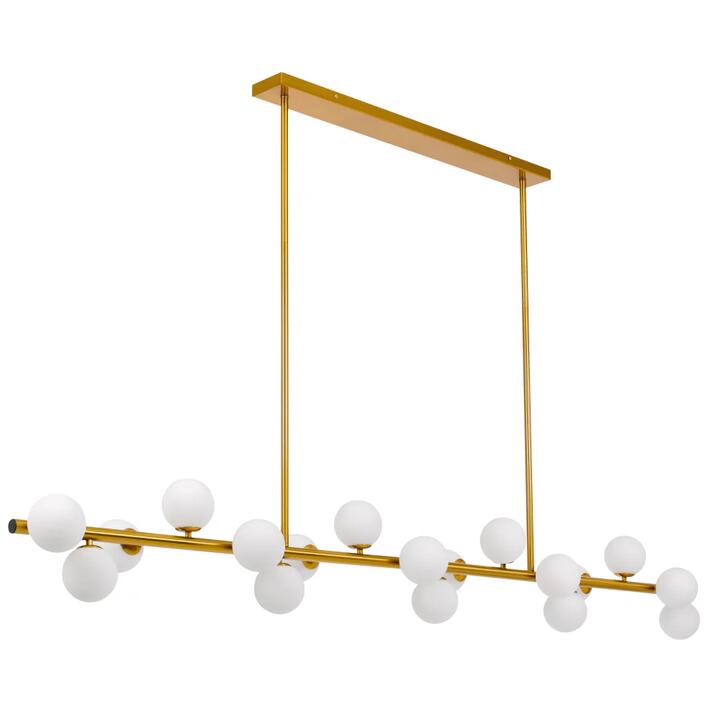 Moran Modern 18-Lights Pendant Hanging Lamp Light Metal Glass Antique Gold Opal Matt Gloss