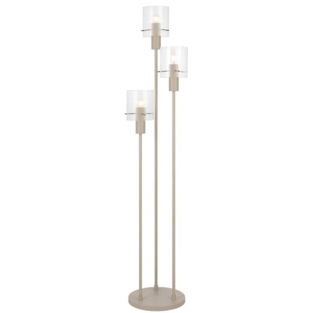 Mika Modern Standing Floor Lamp Light Foot Switch Metal Glass Grey Clear Satin