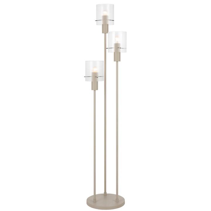 Mika Modern Standing Floor Lamp Light Foot Switch Metal Glass Grey Clear Satin