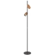 Kindle Modern Standing Floor Lamp Light Foot Switch Aluminium Metal Black Wood Wood Tones Sand