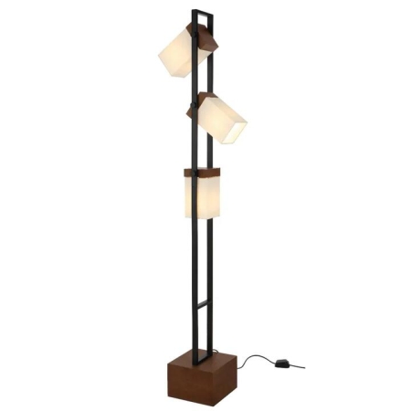 Osada Contemporary Standing Floor Lamp Light Foot Switch Wood Metal Fabric Black Walnut Ivory Wood Tones Matte