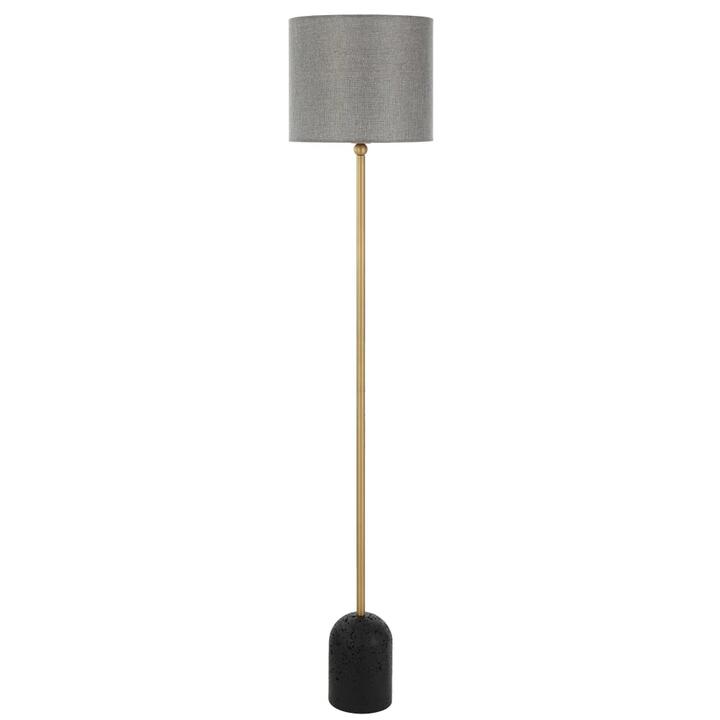 Livia Modern Standing Floor Lamp Light Foot Switch Travertine Fabric Metal Black Dark Antique Brass Dark Grey Matte