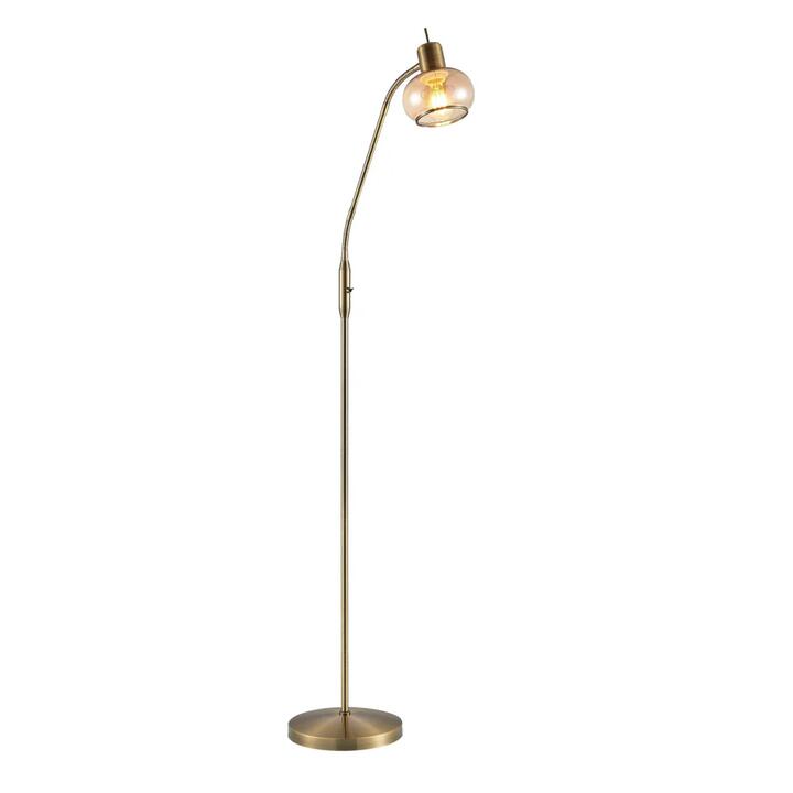 Marbell Contemporary Standing Floor Lamp Light Metal Glass Antique Brass Amber Gloss