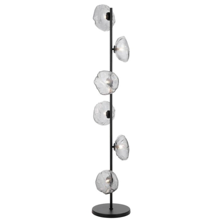 Zecca Contemporary Standing Floor Lamp Light Metal Glass Smoke Black Matte