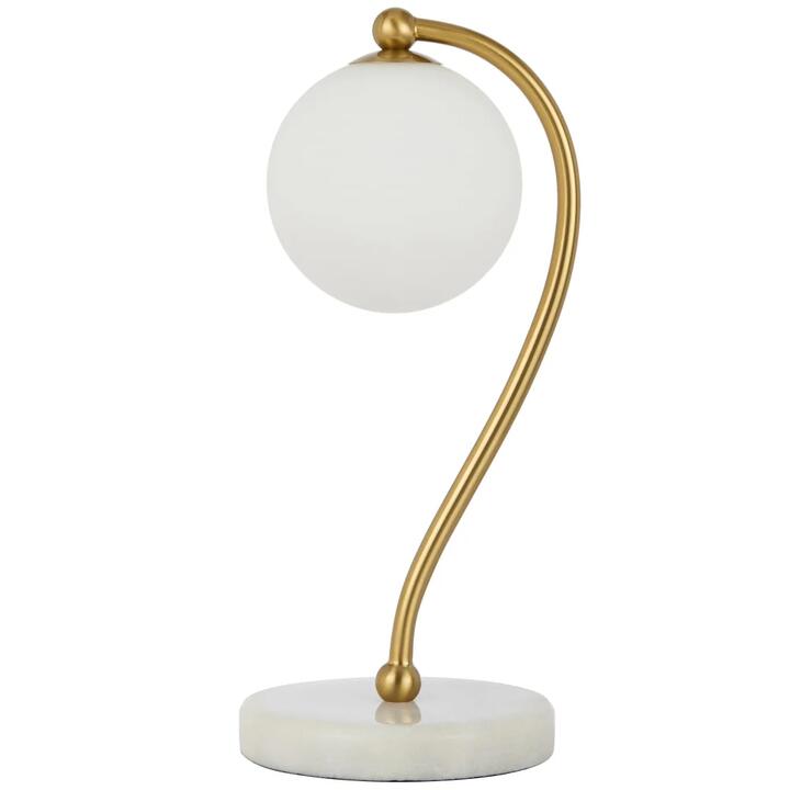 Felton Modern Table Desk Lamp Light Glass Metal Antique Gold Opal Matt White Marble Polished