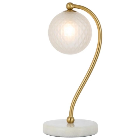 Felton Modern Table Desk Lamp Light Glass Metal Antique Gold Frost White Marble Polished