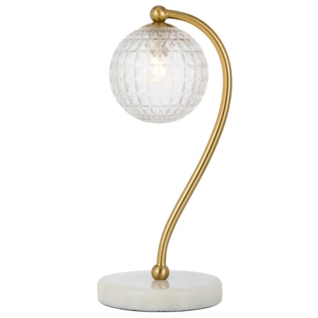 Felton Modern Table Desk Lamp Light Glass Metal Antique Gold Clear White Marble Polished