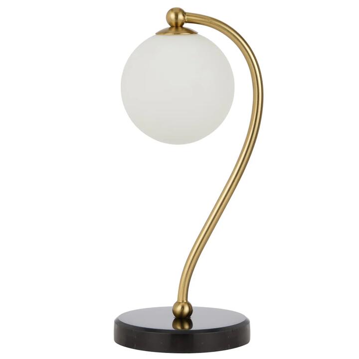 Felton Modern Table Desk Lamp Light Glass Metal Antique Gold Black Marble Opal Matt Matte