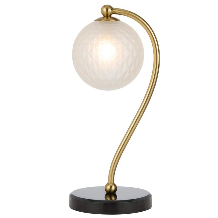 Felton Modern Table Desk Lamp Light Glass Metal Antique Gold Black Marble Frost Matte
