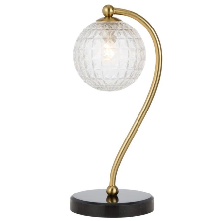 Felton Modern Table Desk Lamp Light Glass Metal Antique Gold Black Marble Clear Matte