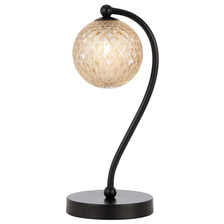 Felton Modern Table Desk Lamp Light Glass Metal Amber Black Matte