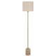 Livia Modern Standing Floor Lamp Light Foot Switch Travertine Fabric Metal Beige Antique Gold Cream Gloss