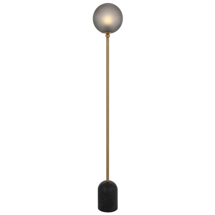 Gina Modern Standing Floor Lamp Light Travertine Glass Metal Black Dark Antique Brass Smoke Matte