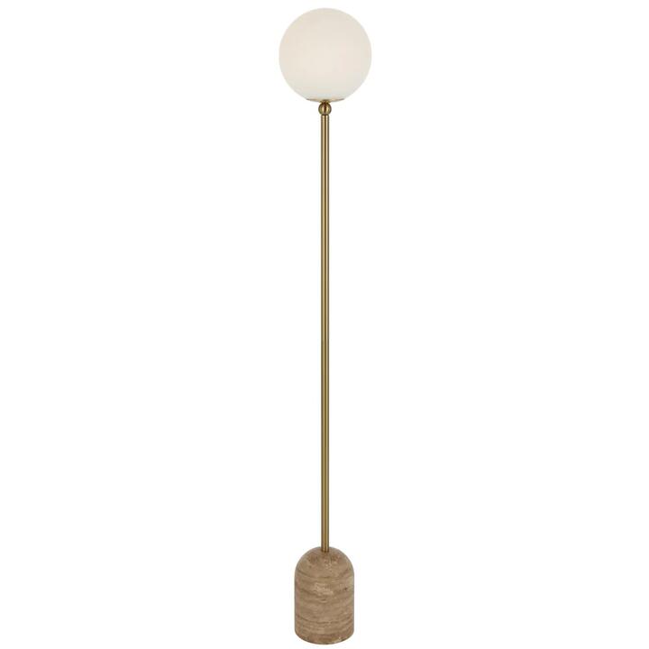 Gina Modern Standing Floor Lamp Light Travertine Glass Metal Beige Opal Matt Gloss