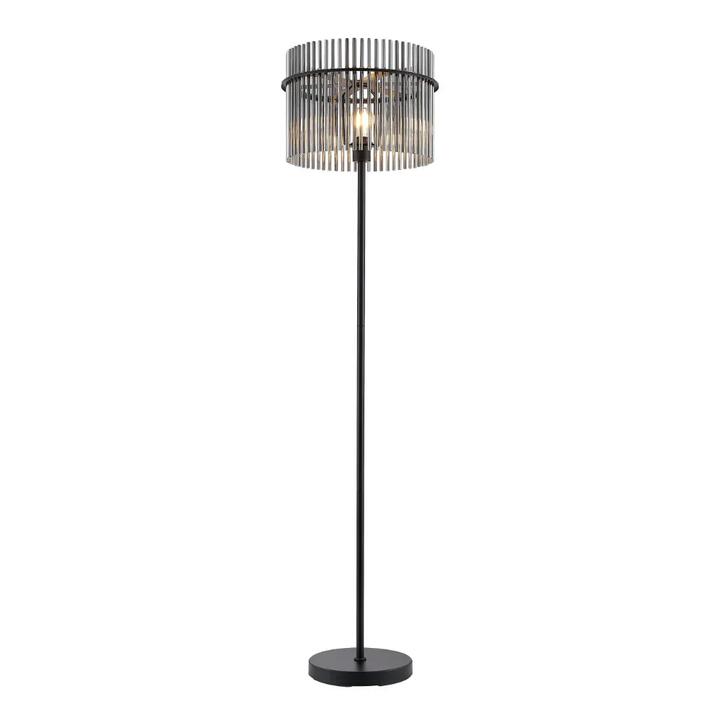 Quilo Contemporary Standing Floor Lamp Light Foot Switch Metal Glass Black Smoke Matte