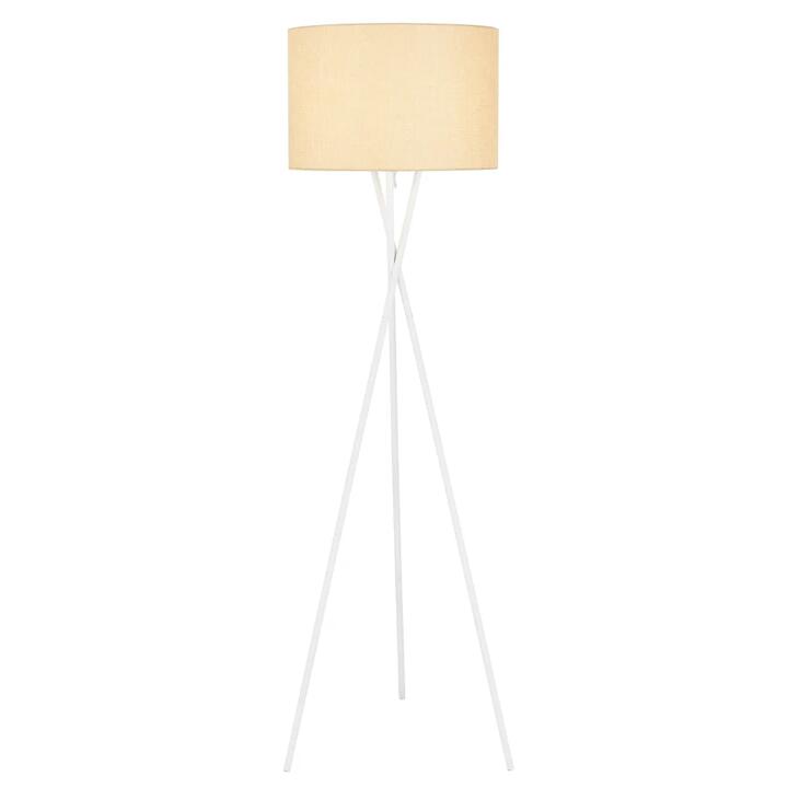 Denise Contemporary Standing Floor Lamp Light Metal Fabric White Matt Wheat